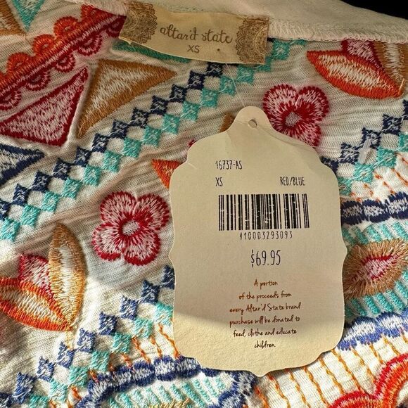 Altered State Boho Embroidered Cotton Halter Top NWT - Picture 5 of 6